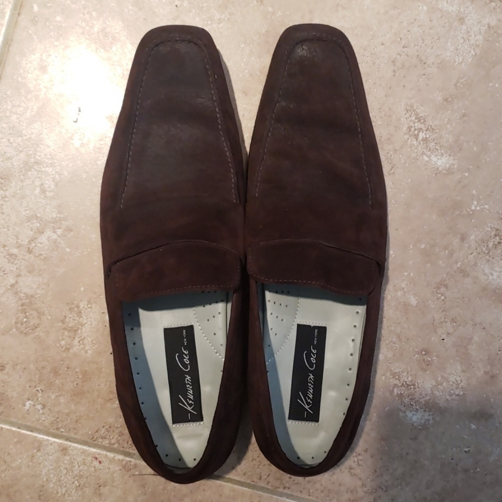Brown suede dress loafers